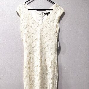 Ryan Michelle Ivory Off-White Cream Lace Sleeveless Dress Women's Medium NEW NWT